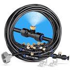 HOMENOTE Misting Cooling System, 42FT(13M) Pre-Assembled Kit with 15 Brass Nozzles & 3/4" Brass Adapter, Cooling Mister for Patio, Backyard, Pets, Garden & Greenhouse