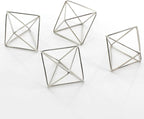 Geometric Silver Iron Air Plant Hangers and Stands Set - 2 Hanging with Chains + 4 Tabletop Holders for Tillandsia, Succulents, Modern Home Decor, Wall or Desk Display