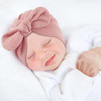 BQUBO Baby Turban Hats and Mittens Set Newborn Infant Hospital Hats Caps with Bows for Baby Boys Girls 0-12 Months