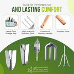 9 PCS Gardening Tools Set with Bag | Heavy-Duty Rust-Proof Hand Tools, with Wooden Handles 15 Plant Tags Included | Garden Tools, Gardening Essentials, Garden Supplies Gift for Men, Women & Gardeners