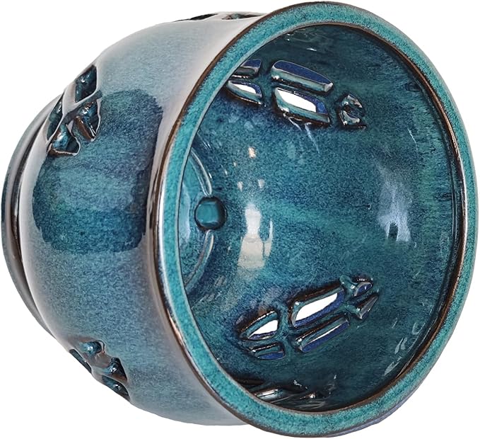 W&W Orchid Pot with Holes and Saucer for Repotting, Teal, 6.5"
