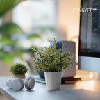 4 Pack Small Fake Plants in White Pulp Pot for Home Decor, Artificial Plants Indoor, Small Faux Plants Indoor for Bathroom Bedroom Kitchen Office Farmhouse Room Shelf Decor