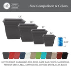 The HC Companies Eclipse Square Plastic Planter w/Attached Saucer - Outdoor & Indoor Plant Pot with Drainage Holes - Lightweight, UV-Resistant Plastic Pots for Plants (6" White, Pack of 1)