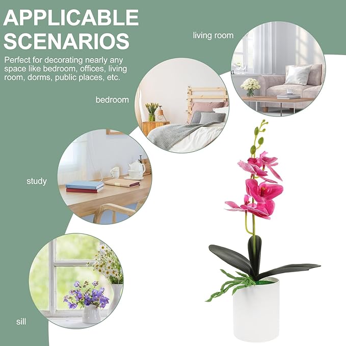 Sosoport Artificial Orchid Bonsai Purple Faux Potted Plant, Realistic Butterfly Orchid Tabletop Artificial Plant Decoration for Home Office Living Room