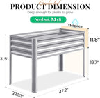 KING BIRD Large Raised Garden Bed with Legs Galvanized Elevated Planter Box 48×24×32 in for Backyard, Patio, Balcony, 400lb Capacity, Silver 2pcs