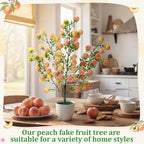 Suncalla 2 Pack Artificial Peach Potted Plants 21.65 Inches Fake Peach Tree Simulation Realistic Fruit Plant with Pot Faux Tree Indoor Decoration for Home Office Living Room Table Desk