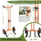 Plant Caddy with Wheels, Heavy Duty Rolling Plant Dolly, Potted Plant Mover with Adjustable Grabbing Arm & Suction Cups, Garden Pot Mover Trolley Cart with Strap for Indoor Outdoor Planters