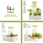 LeGrow Indoor Planter with LED Grow Light, Automatic 12 Hours Timer, 7 Days Watering-Free, 2 Self Watering Pots for Small Plants, Home Decor & Office Desktop, White