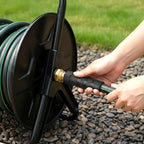 Heavy Duty Garden Hose 100 ft, NON-EXPANDABLE Water Hose with 10 Function Spray Nozzle, Lightweight Kink-less Hybrid Hose with Swivel Handle, Male to Female Fittings