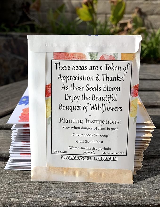 Pack of 25 Pre-Filled Thank You Plant Seed Packets Beautiful Flower Vase Party for Guests, Bridal Shower Favors, Parties, Wedding Favors, Wildflower Seeds Mix Plant for Year -Round
