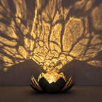 Huaxu Garden Solar Light Outdoor, Amber Crackle Globe Glass Lotus Decoration, Waterproof Gray Metal LED Flower Lights for Patio,Lawn,Walkway,Tabletop,Ground…