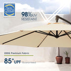 wikiwiki 10ft Patio Umbrellas Offset Outdoor Cantilever Hanging Umbrella w/Infinite Tilt, Fade Resistant Waterproof Recycled Fabric Canopy for Yard, Garden & Deck, Beige