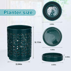 mwellewm Orchid Pot with Holes Ceramic Plant Pots Indoor Outdoor Flower Pots for Repotting with Drainage and Saucer 4 Inch Breathable Slotted Orchids Planter (Green)