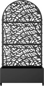 Casaphoria Metal Raised Garden Bed with Trellis and Wheels, 72"x35"x16" Arched Planter Box for Climbing Plants, Vegetables & Vines, Features Drainage Holes and Privacy Screen (Black-Net)