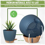 Self-Watering Pots for Indoor Plants 4 Pack, 6/8/10/12 Inch Outdoor Planters with Water Level Indicator&Deep Reservoir, Decorative Flower Pots for Indoor Plants,Home Decor (Blue, 12+10+8+6 inch)
