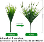 Yimingjin 12 Bundles Artificial Grass Fake Plants，Outdoor Fake Monkey Tail Grass with Flowers for Pot UV Resistant Lavender Patio Garden Porch Home Window Hanging Planter Decor Faux Shrubs(White)