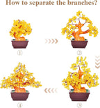 Feng Shui Quartz Crystal Money Tree Bonsai Style Decoration for Luck and Wealth (Yellow)