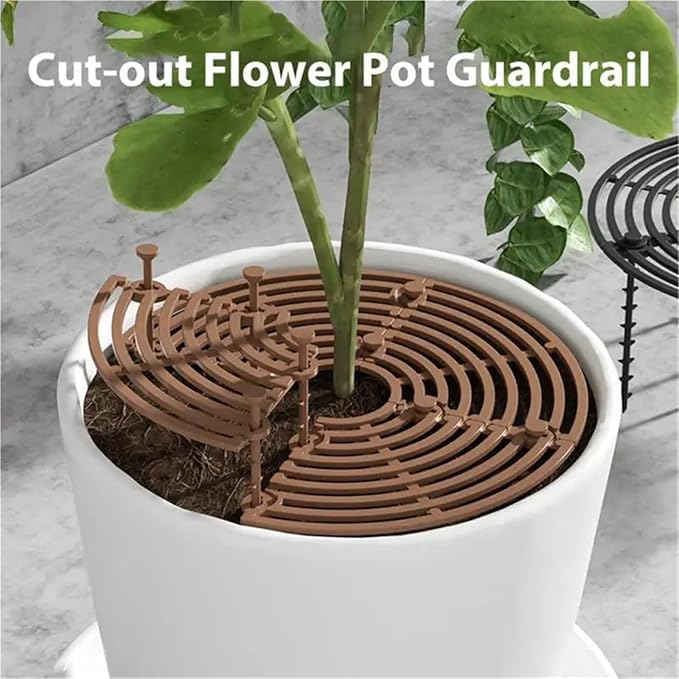 Plant Pot Grids 3pcs Flower Pot Cover Grid Garden Soil Guard Plant Protector Home Indoor Repel Cat Dog Protection(Coffee,30cm)