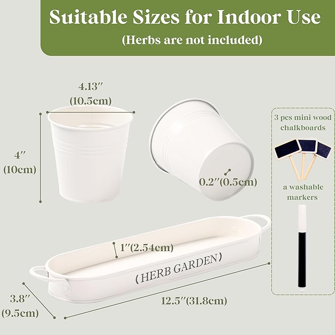 PERFNIQUE Indoor Herb Garden, Herb Planter for Indoor/Outdoor, Farmhouse Plant Pots, Windowsill Herb Garden with Tray(Planter only) Window Pots