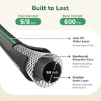 GreatBuddy Garden Hose 25ft, 5/8" Water Hose Heavy Duty, Flexible, Lightweight Hybrid Hose, Burst 600 PSI with Solid Brass Male to Female Fittings Leakproof Hose for Backyard, Garden