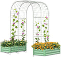 SUNYRISY Galvanized Raised Garden Bed with 87" H Arch Trellis for Climbing Plants Outdoor, Metal Planter Box with Netting for Gardening Flowers Vegetables Fruit, Green