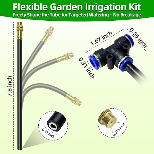 100 Ft Drip Irrigation System for Garden - Drip Irrigation Kit with 19 360°Adjustable Copper Nozzles Hose, Automatic Atomizing Plant Watering Sprinkler System for Yard, Lawn, Greenhouse, Potted