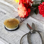 Wazakura Radial Blooming Flower Ikebana Kenzan, Made in Japan 2.5"(62mm), Unique Dome Shaped Brass Flower Arrangement Holder, Japanese Round Frog Pin for Fresh, Ceramic or Dried Flowers Creations