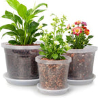 6/8/10 Inch Large Size Clear Nursery Pots with Drainage and Saucers, 9 Pack Plastic Plant Pots for Seedling Starter, Durable Plastic Pots for Indoors