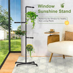 Hanging Plant Stand, Plant Hanger Indoor, Corner Hanging Plant Stand, Black Metal Holder for Bedroom, Living Room, Garden, Balcony