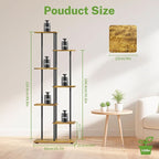 iDavosic.ly 6 Tier Tall Plant Stand Indoor, Tiered Corner Metal Wood Multiple Flower Holder Shelf, 50 Inch Orchid Display Rack for Patio Porch Living Room Balcony Outdoor, Modern Black & Rustic Brown