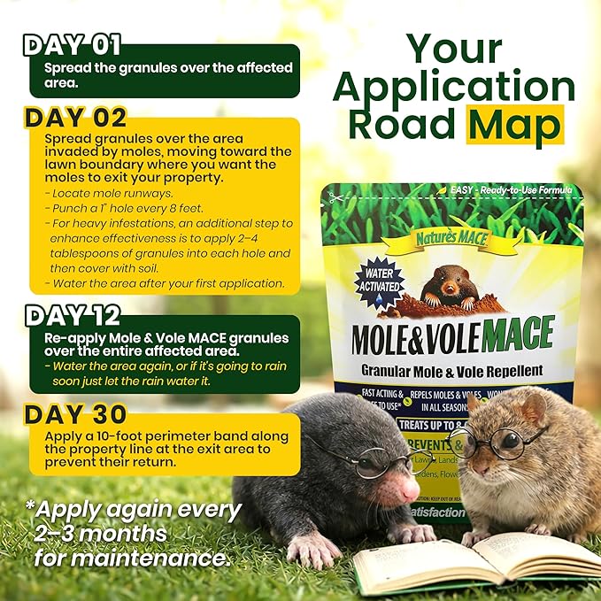 Nature's MACE Mole & Vole MACE – Yard & Garden Granules, Castor Oil Formula, Outdoor Use, Plant & Pet Safe, 160 Fl Oz (Pack of 1)