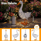 Lavezee Porch Goose Statue Lawn Goose Outdoor, Metal Garden Goose with Solar Light for Lawn Yard Backyard, Front Porch Goose for Garden Decoration