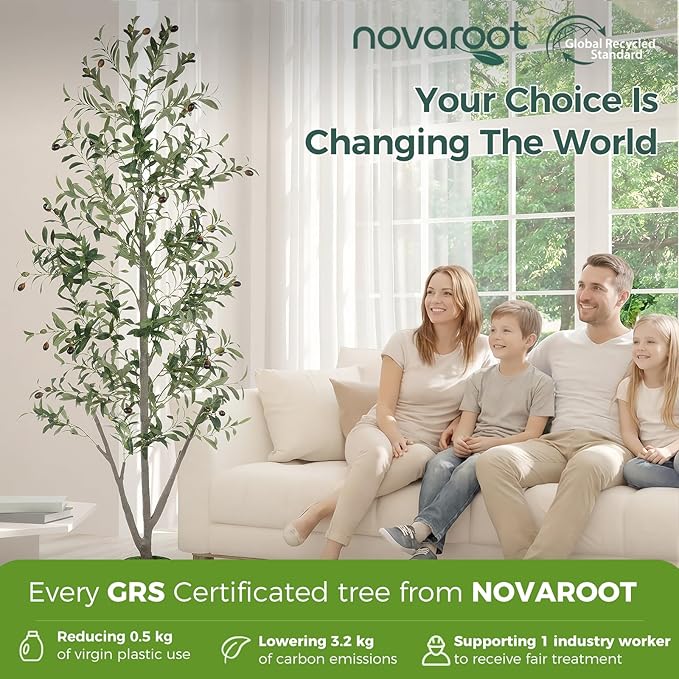 Olive Trees Artificial Indoor, 6FT Tall Faux Olive Tree with Light Kit Moss and Planter, Faux Plants Indoor with Natural Wood Trunk and Lifelike Fruits, Fake Tree for Home Office Living Room Decor