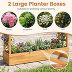 Happygrill 45" Raised Garden Bed with Trellis, Wood Planter Box w/Hanging Roof, 2 Side Trellises, Open-Ended Base for Flower, Climbing Plant, Plant Container for Garden