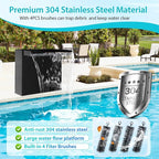 POPOSOAP Pond Waterfall Spillway with Pump Kit, 13.4" H x 12" W Stainless Steel Pond Waterfall Box with Pond Pump, Filtration, 10FT Corrugated Tubing for Outdoor Garden Pond Spillway & Pool