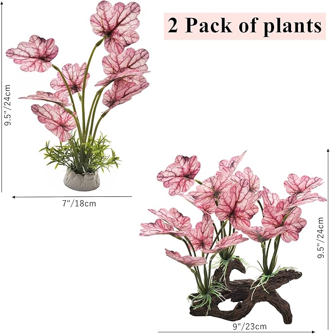 M2cbridge Fish Tank Plastic Soft Grass Artificial Betta Water Plants Decoration Goldfish Hide 2pcs (Light Purple)