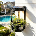 Solar Plant Grow Lights Outdoor - RDJ Bouns Wall Plant Holder with Rechargeable Light & Solar Panels,3 Color Temperatures,Automatic Sensor Switch,Decorative Floating Plant Shelf for Patio, Balcony & Living Room