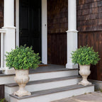 Set of 2 Artificial Boxwood Topiary Trees for Front Door - Faux Realistic Greenery Potted Plants, Fake Outdoor UV-Resistant Bushes with Pots for Porch,Farmhouse,Home,Garden Decor