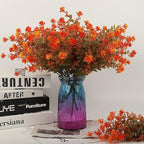 12 Bundles Artificial Outdoor Flowers UV Resistant Fake Plastic Plants No Fade Faux Fall Flowers for Hanging Planter Garden Porch Patio Window Box Wedding Thanksgiving Halloween Decor(Green Orange)
