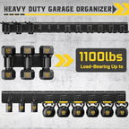96" Garage Tool Organizer Wall Mount, 1250lbs Heavy Duty Garden Tool Storage Rack with 15 Adjustable Hooks for Yard, Shed, Garage (6 Racks, 15 Hooks, 2 Straps, Steel)