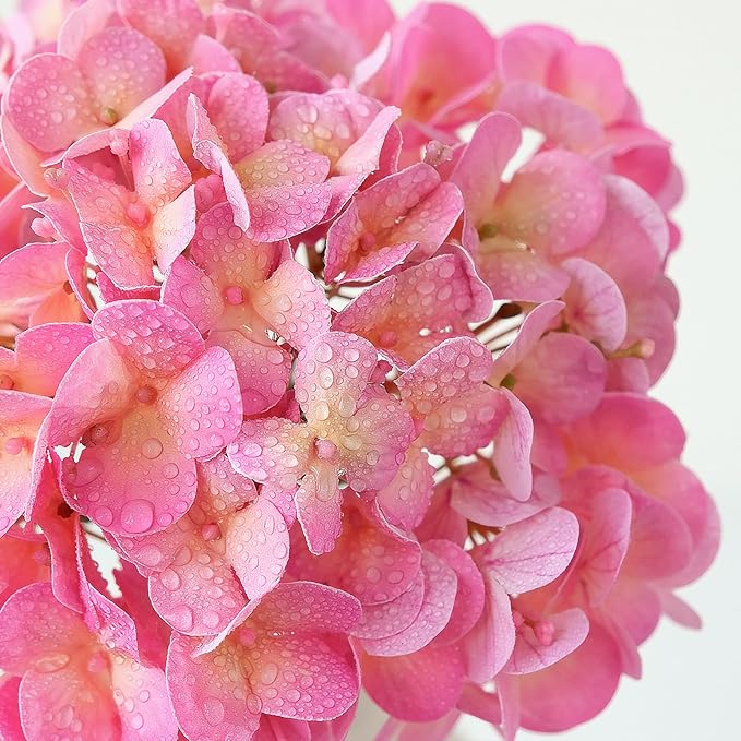 ZYTUYO 4PCS 20'' Bright Pink Real Touch Hydrangeas Latex Artificial Flowers for Baby Shower Birtiyday Wedding Pink Partry Flower Arrangeament Home Living Room Table Centerpiece