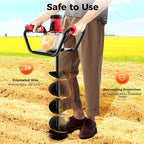 1500W Electric Post Hole Digger with 6-inch Auger Bit & Extension Rod, 1.6HP Pure Copper Motor Earth Auger Post Hole Digger for Fence Post Digging, Tree Planting, 190-200 RPM High Rotational Speed