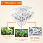 Gardzen 3 Pack Seed Starting Tray, Plant Germination Trays, Seed Starter Kit with Adjustable Humidity Vented Dome and Clear Base, Plant Growing Kit 6.6" x 4.5", Total 36-Cell, Clear
