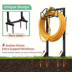 Garden Hose Holder Reel, Upgraded Metal Hose Reels Holds 150ft Hose, Heavy Duty Freestanding Water Hose Holders, Detachable Hose Storage Hanger for Outside - Fan-Shaped