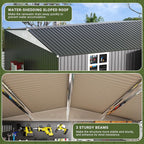 Polar Aurora 12X14 FT Metal Outdoor Storage Sheds with Window, Heavy-Duty Galvanized Steel Garden Shed with Lockable Doors and 4 Vents, Large Weatherproof Tool Shed Kit for Backyard Patio, Black