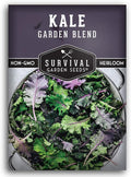 Baby Kale Seeds – Garden Blend Mix of Curly & Flat Leaf Kale – Heirloom Variety Pack for Cut-and-Come-Again Greens – Fall or Spring Planting – Survival Garden Seeds (1 Pack)