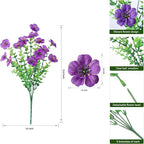 Ivydale Artificial Flowers for Outdoor 24 Bundles Fake Mums with Eucalyptus Leaves UV Resistant Silk Faux Daisy Flower Plant for Outside Home Porch Patio Window Box, Rose