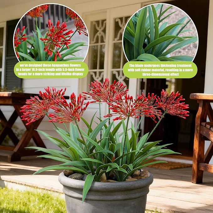 Artificial Flowers for Outdoors 18.9 in Large Fake Plants Outdoor Flower Spring Summer Decoration Outside for Front Porch Garden Window Box