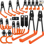 18 Pack Garage Hooks Heavy Duty - Anti-Slip Coating， Garage Storage Hooks for Hanging Bike，Ladder，Garden Tools，Hose