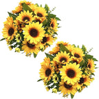 PASYOU Artificial Sunflower Plastic Fake Flowers Sunflowers for Indoor Outdoor Wedding Bridal Bouquet Home Garden Party DIY Wreath Table Arrangement Decoration Pot Planter Filler 4 pcs